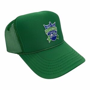 NEW VINTAGE STYLE SEATTLE SEAHAWKS GREEN TRUCKER HAT CAP ADU…